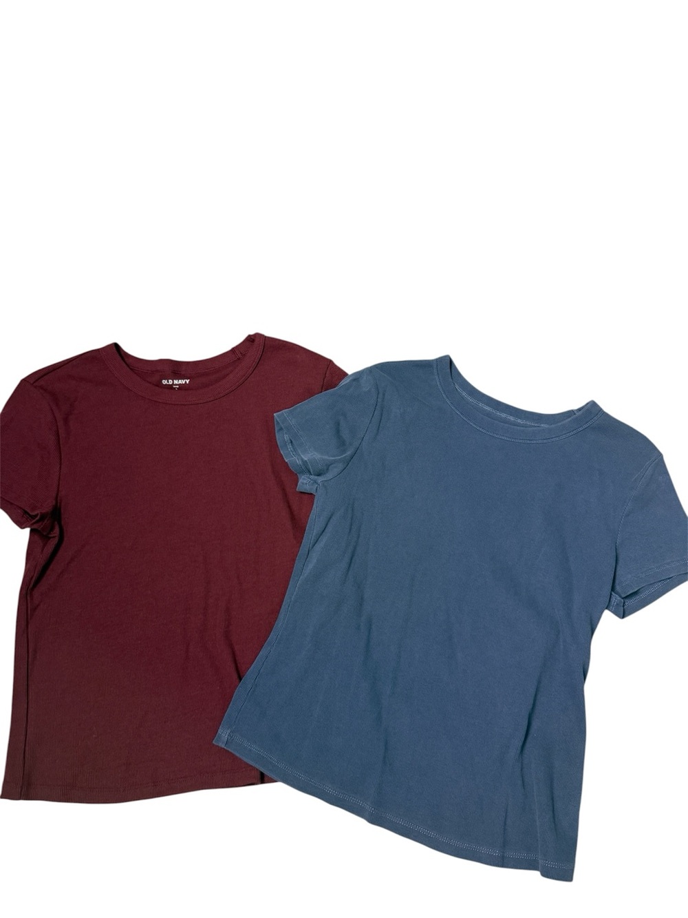 Old Navy ribbed short sleeve shirt snug fit large maroon and blue